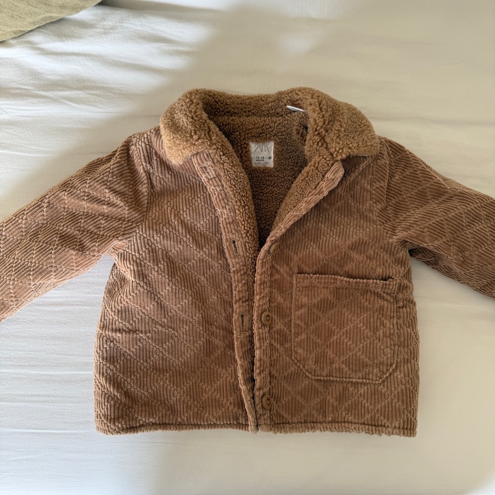 Zara Kids Brown Corduroy Puffer Jacket